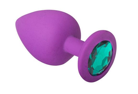 Анальна пробка з кристалом CRYSTAL Purple Silicone Emerald M (3,5 см) - фото