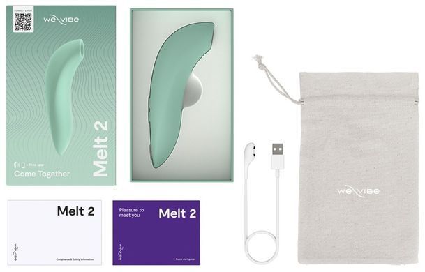 We-Vibe Melt 2 Sage - вакуумный смарт-стимулятор клитора мятный (разводы на упаковке) - фото
