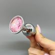 Анальная пробка со стразом Alive Mini Metal Butt Plug S Pink (2,8 см)