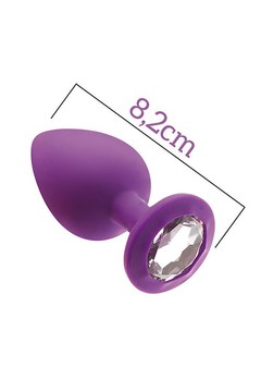 Анальная пробка фиолетовая со стразом MAI Attraction Toys (3,5см) - фото