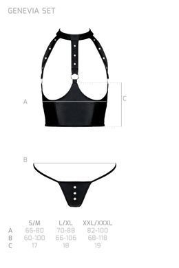 Комплект білизни Passion GENEVIA SET WITH OPEN BRA black S/M - фото