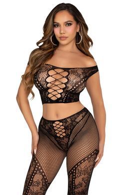Эротический комплект Leg Avenue Off Shoulder Crop Top and Legging One Size - фото