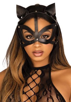 Маска кішки БДСМ Leg Avenue Vegan leather studded catmask Black