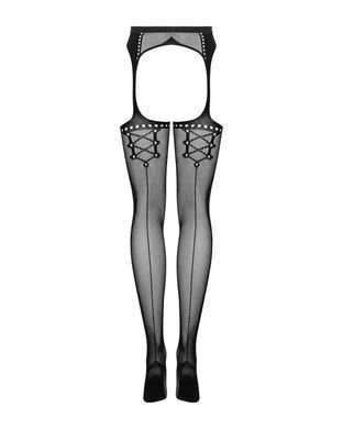 Эротические колготки-бодистокинг Obsessive Garter stockings S314 black S/M/L, имитация чулок и пояса - фото