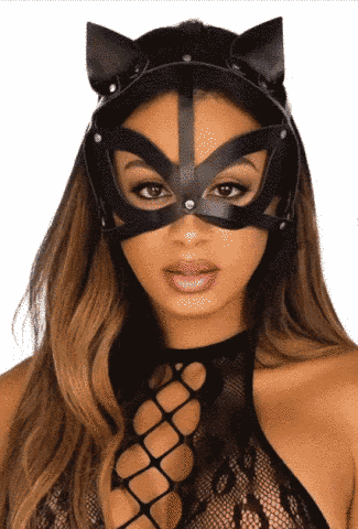 Маска кошки БДСМ Leg Avenue Vegan leather studded catmask Black