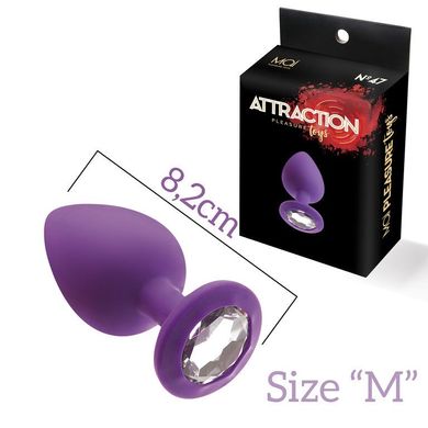 Анальная пробка фиолетовая со стразом MAI Attraction Toys (3,5см) - фото
