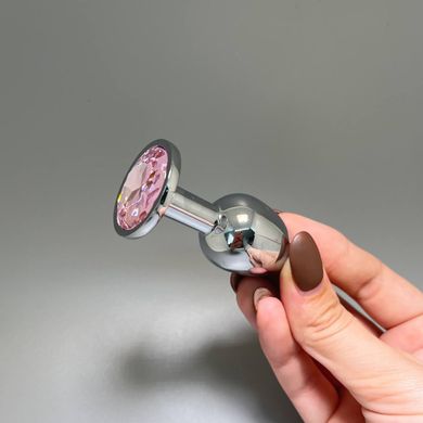 Анальная пробка со стразом Alive Mini Metal Butt Plug S Pink (2,8 см) - фото