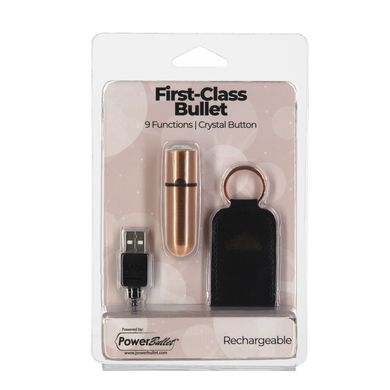 Вибропуля PowerBullet - First-Class Bullet 2.5" with Key Chain Pouch Rose Gold - фото