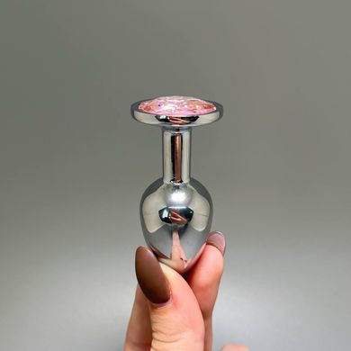 Анальная пробка со стразом Alive Mini Metal Butt Plug S Pink (2,8 см) - фото