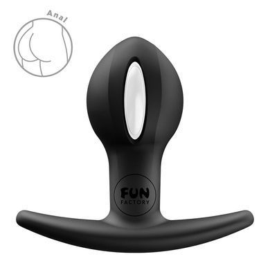 Fun Factory B BALLS UNO Bottle Black - анальная пробка со смещенным центром тяжести черная (3,4 см) (мятая упаковка) - фото