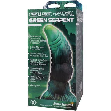 Фалоімітатор Doc Johnson Vac-U-Lock x Fantasy Fuckers Green Serpent 20,3 см - фото