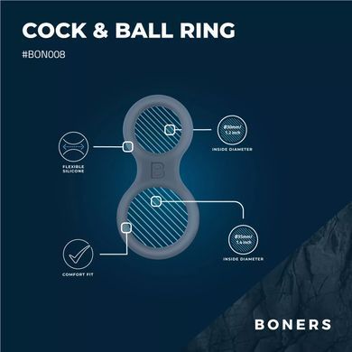 Ерекційне кільце Boners Classic Cock & Ball Ring Grey - фото
