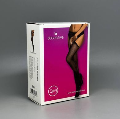 Эротические колготки-бодистокинг Obsessive Garter stockings S314 black S/M/L, имитация чулок и пояса - фото