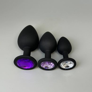 Набір анальних пробок з кристалами Rianne S Booty Plug Set Black (3 шт.): як правильно користуватися анальною пробкою - фото