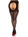 Еротичні колготки Leg Avenue Eyelet lace suspender hose Black One Size - фото товару