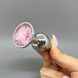 Анальная пробка со стразом Alive Mini Metal Butt Plug S Pink (2,8 см) - фото товара