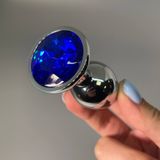 Купити Анальна пробка зі стразом Alive Mini Metal Butt Plug S Blue (2,8 см)