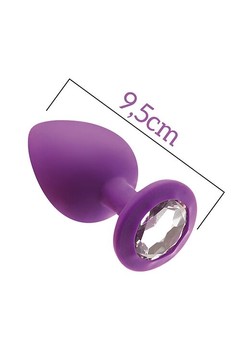Анальная пробка со стразом фиолетовая MAI Attraction Toys (4 см) - фото