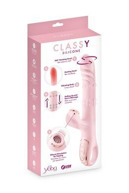 Вібратор-кролик 5в1 Yoba Classy з пульсацією, ротацією, перлинним масажем та нагріванням - фото