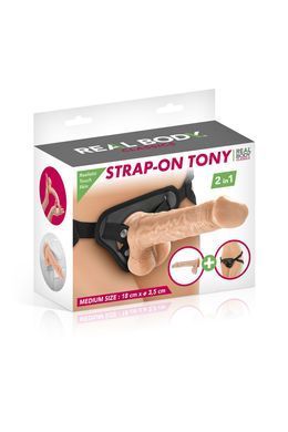 Страпон Real Body Tony (длина 18 см; диаметр 3,5 см) - фото