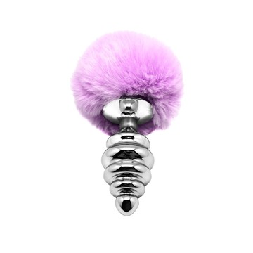 Анальная пробка с хвостиком Purple (4 см) Alive Fluffly Twist Plug L