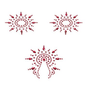 Пестіс з кристалів Petits Joujoux Gloria set of 3 - Red, прикраса на груди і вульву - фото