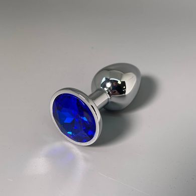 Анальна пробка зі стразом Alive Mini Metal Butt Plug S Blue (2,8 см) - фото