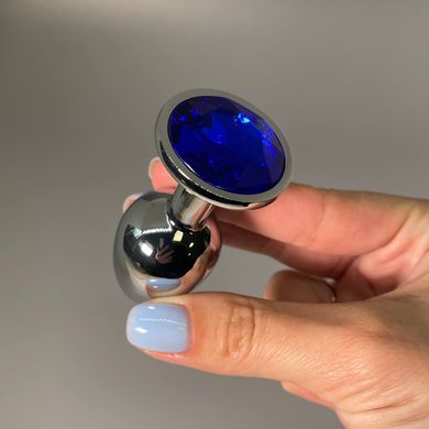 Анальна пробка зі стразом Alive Mini Metal Butt Plug S Blue (2,8 см) - фото