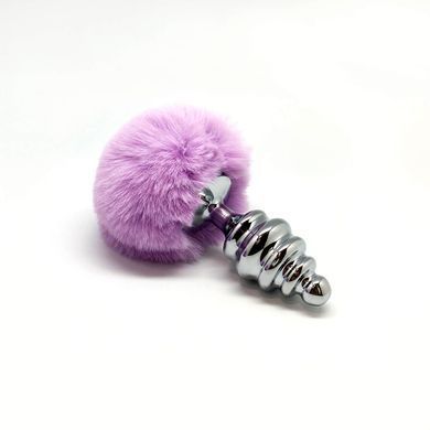 Анальна пробка з хвостиком Purple (4 см) Alive Fluffly Twist Plug L