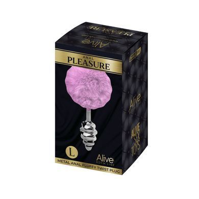 Анальна пробка з хвостиком Purple (4 см) Alive Fluffly Twist Plug L