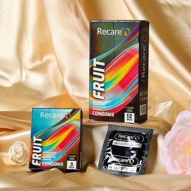 Презервативы цветные с ароматом фруктов Recare Holographic Fruit Flavour Condoms 3 шт. - фото