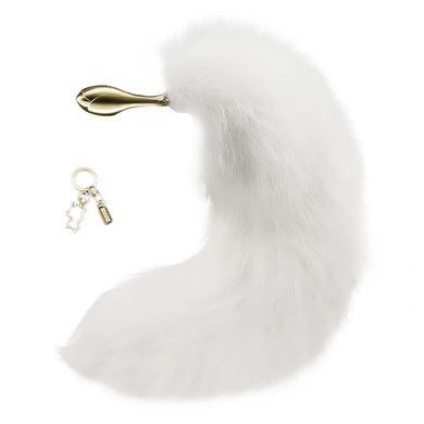 Лисячий хвіст пробка анальна 2,3 см LOCKINK SEVANDA White Fox-Tail Anal Rose-shape Plug