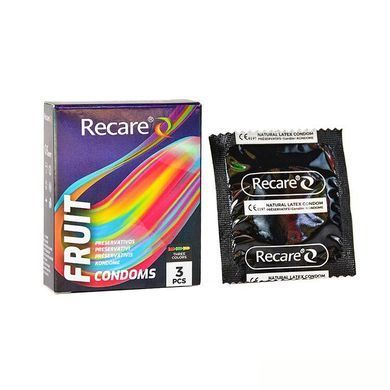 Презервативы цветные с ароматом фруктов Recare Holographic Fruit Flavour Condoms 3 шт. - фото