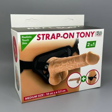 Страпон Real Body Tony (длина 18 см; диаметр 3,5 см) - фото