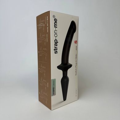 Strap-On-Me Switch plug-in semi-realistic black фаллоимитатор с анальной пробкой S 3,3 см - фото