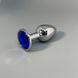 Анальная пробка со стразом Alive Mini Metal Butt Plug S Blue (2,8 см) - фото товара