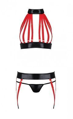 Комплект білизни Passion AZIZA SET red S/M - фото