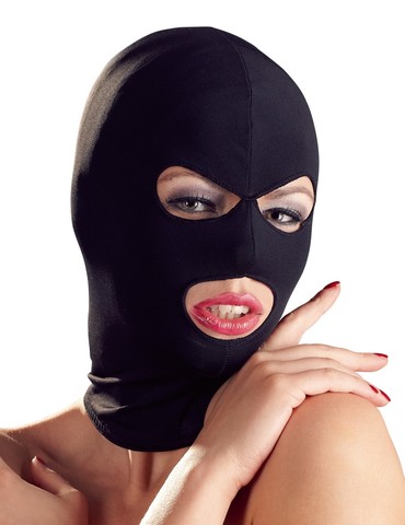 Маска для БДСМ черная Bad Kitty Open mouth and eyes BDSM head mask black