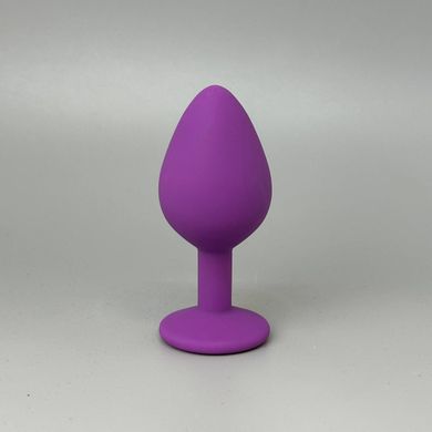 Анальная пробка с кристаллом CRYSTAL Purple Silicone Sapphire M - фото