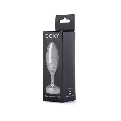Металева анальна пробка DOXY Butt Plug RIBBED 3,3 см - фото