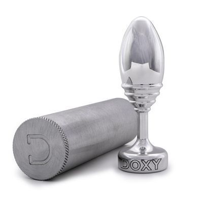 Металева анальна пробка DOXY Butt Plug RIBBED 3,3 см - фото