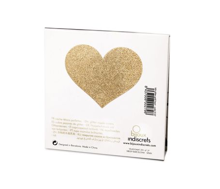 Пестіс-стікіні Bijoux Indiscrets - Flash Heart Gold, наліпки на соски - фото