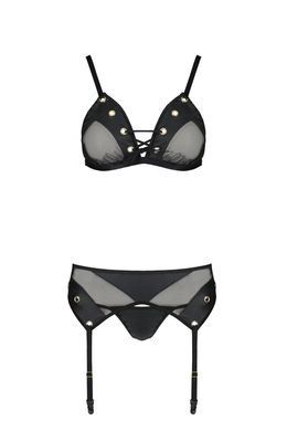 Комплект білизни Passion NESSY SET black S/M - фото