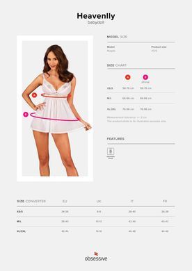 Сорочка бебі дол і трусики Obsessive Heavenlly babydoll & thong XS/S
