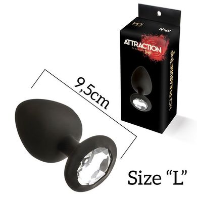 Анальная пробка со стразом черная MAI Attraction Toys (4 см) - фото