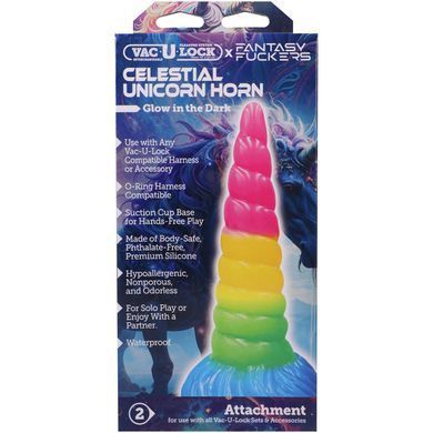 Фалоімітатор Doc Johnson Vac-U-Lock x Fantasy Fuckers Celestial Unicorn Horn 19,7 см - фото