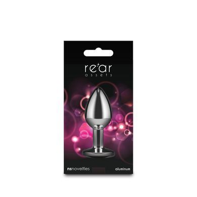 Анальная пробка серебристая (3,5 см) NS Novelties Rear Assets Silver Small Pink Gem с розовым кристаллом - фото