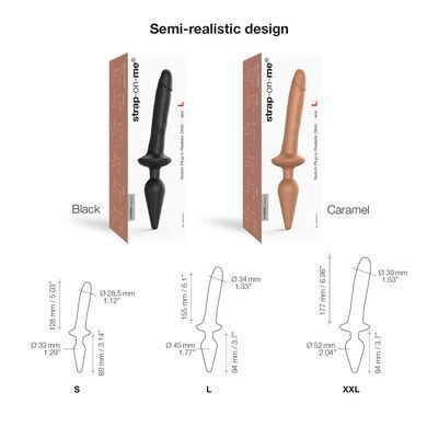 Strap-On-Me Switch plug-in realistic dildo black фалоімітатор з анальною пробкою L 4,5 см - фото