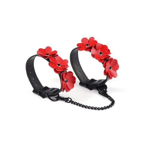 Поножі Liebe Seele Flower Rhythm Black and Red Leather Flowers Ankle Cuffs