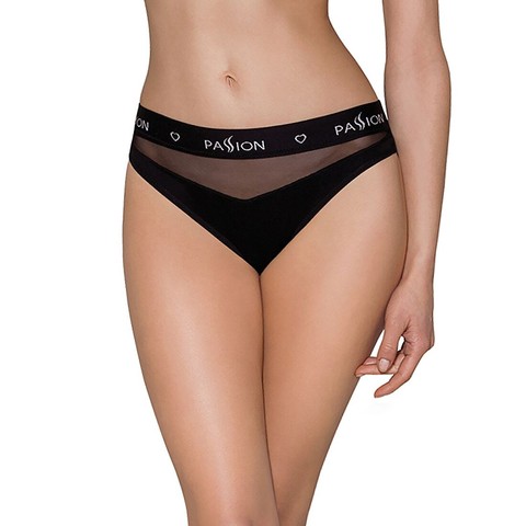 Трусики с прозрачной вставкой Passion PS006 PANTIES black L